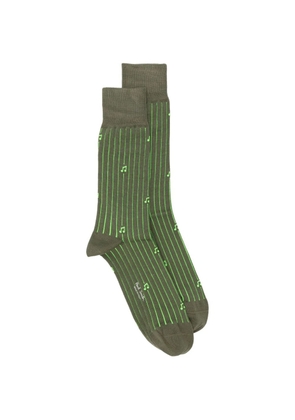 Paul Smith musical-note striped socks - Green