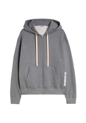 Jil Sander logo-print zip-up hoodie - Grey