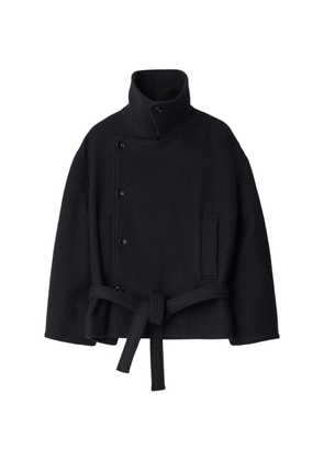 LEMAIRE short Wrap coat in felted wool and alpaca blend - Black