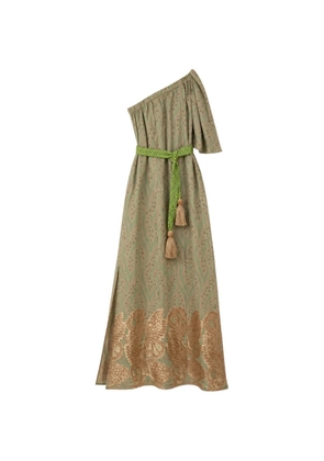 NEMA one-shoulder butterfly-print maxi dress - Green