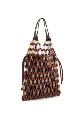 STAUD beaded-embellished mini bag - Brown