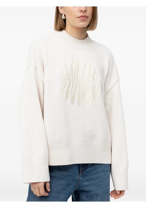 HUGO embroidered crew-neck sweater - Neutrals