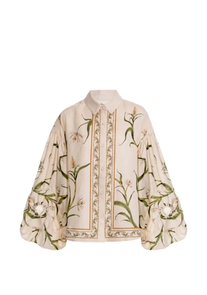 Agua By Agua Bendita Agar Azucar floral-print puff-sleeve shirt - White