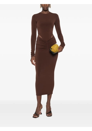 THE ANDAMANE Heloise cut-out ruched midi dress - Brown