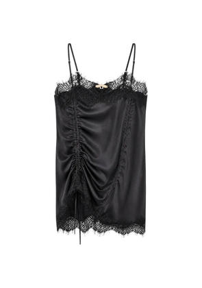 Gold Hawk lace-trim ruched camisole top - Black