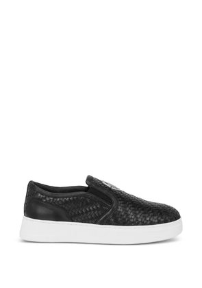 Philipp Plein weaved-leather slip-on shoes Hexagon - Black