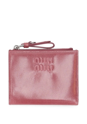 Miu Miu logo-embossed leather wallet - Red