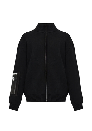 Balenciaga logo-patch ribbed-knit cardigan - Black