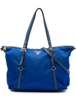 Prada Pre-Owned 2013-2026 Saffiano Trimmed Tessuto Zip Top Convertible Tote satchel - Blue