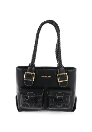Moschino braided-handle contrast-stitch shoulder bag - Black