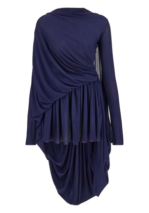 Ferragamo asymmetric draped long-sleeve dress - Blue