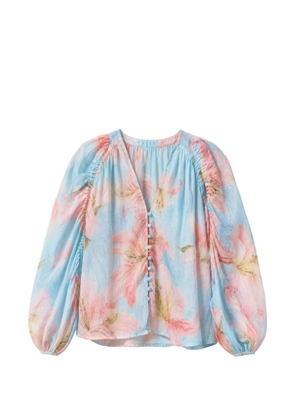 NEMA floral-print puffed-sleeve blouse - Blue