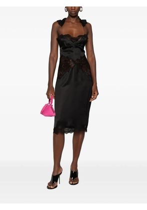 The Attico lace-trim ruffled midi dress - Black