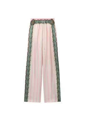 Versace printed silk twill pajama-style pants - Neutrals