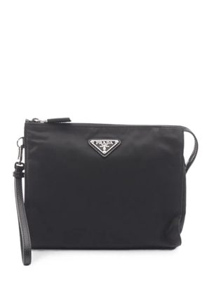 Prada Pre-Owned 2020s Necessaire leather-trim clutch bag - Black