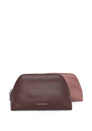 Coccinelle grained leather make-up bag - Purple