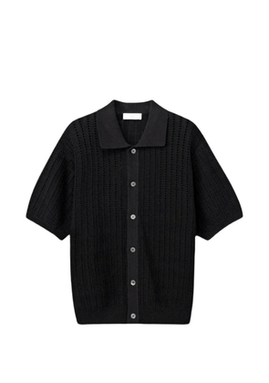 DUNST crochet-knit collared cardigan - Black