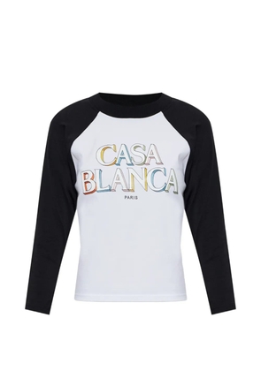 Casablanca logo-print long-sleeve T-shirt - White