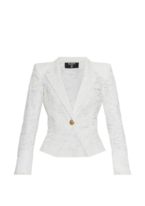 Balmain lace-patterned buttoned blazer - White