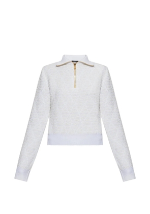 Balmain half-zip textured-knit sweater - White