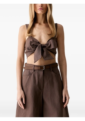 VICOLO bow-detail shirred top - Brown