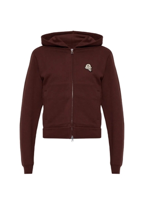Moncler logo-patch zip-up hoodie - Brown