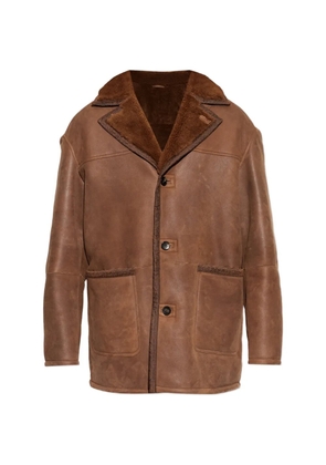 ETRO shearling-lined paisley-trim coat - Brown