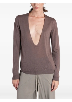 Rick Owens deep V-neck sweater - Brown
