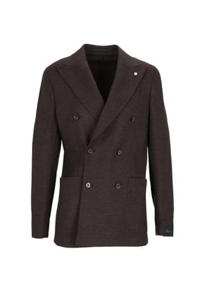 L.B.M. 1911 double-breasted peak-lapel blazer - Brown