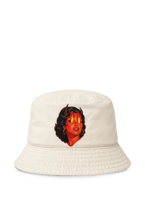Melt graphic-print bucket hat - White