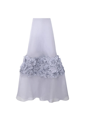 ZIMMERMANN floral-appliqué maxi skirt - Grey