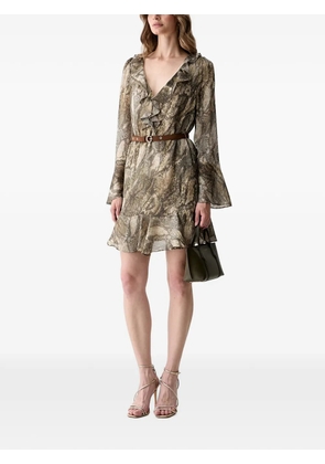 GUESS USA animal-print ruffled mini dress - Green