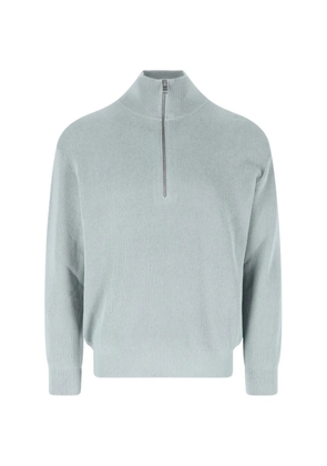 Closed ribbed-knit half-zip sweater - Blue