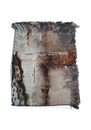 Pierre-Louis Mascia abstract-print frayed scarf - Neutrals
