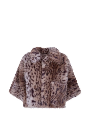 Liviana Conti lynx-motif faux-fur coat - Brown