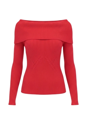 Isaia ribbed-knit off-the-shoulder sweater - Red