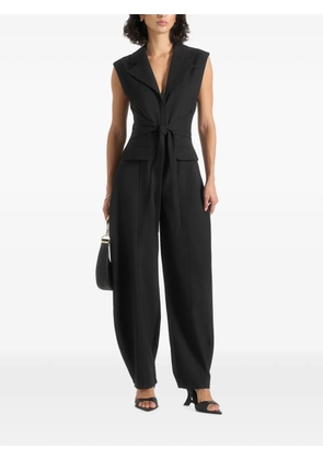 Manière De Voir Kira in black tie-waist barrel-leg tailored jumpsuit