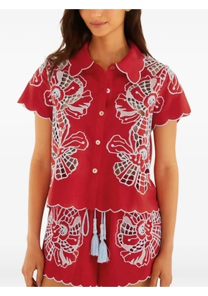 FARM Rio floral-embroidered shirt