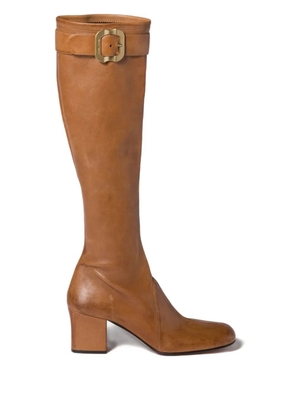 Miu Miu nappa leather boots with buckle - Brown