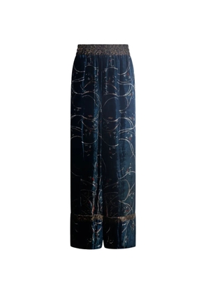 Pierre-Louis Mascia Kanada floral-print velvet palazzo pants - Blue