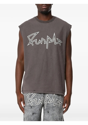Purple Brand distressed logo-print tank top - Grey