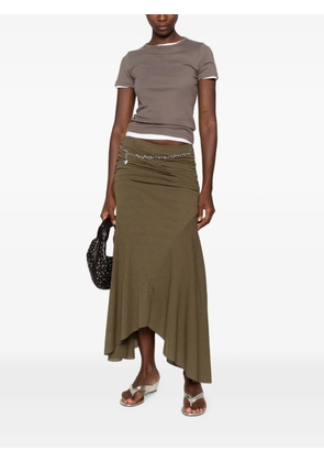GANNI ruched asymmetric-hem asymmetric skirt - Green
