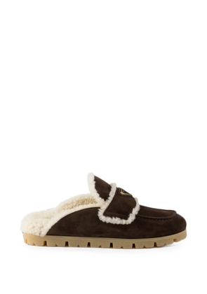 Prada suede and shearling mules - Brown