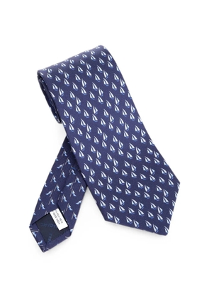 Ferragamo sailboat-print tie - Blue