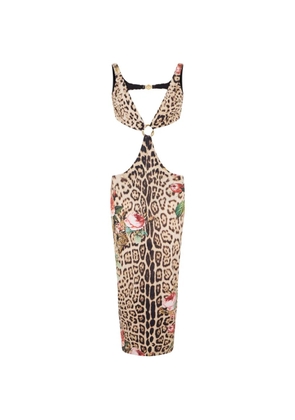 Roberto Cavalli leopard-print midi dress - Neutrals