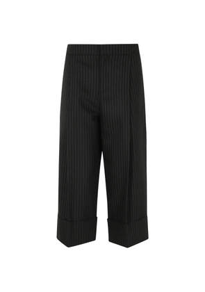 Elisabetta Franchi pinstripe-pattern cuffed trousers - Black