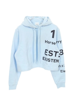 Burberry Pre-Owned Horseferry-print cropped hoodie - Blue
