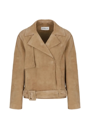 Marella belted suede jacket - Neutrals