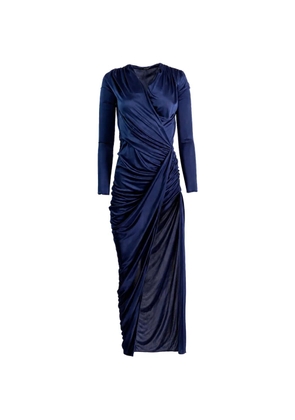 Atlein ruched long-sleeve maxi dress - Blue