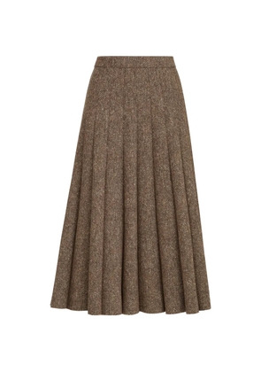 Brunello Cucinelli virgin wool Donegal pleated skirt - Brown